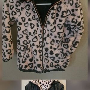 Betsey Johnson Kids Reversible Puffer Jacket with Heart Pattern